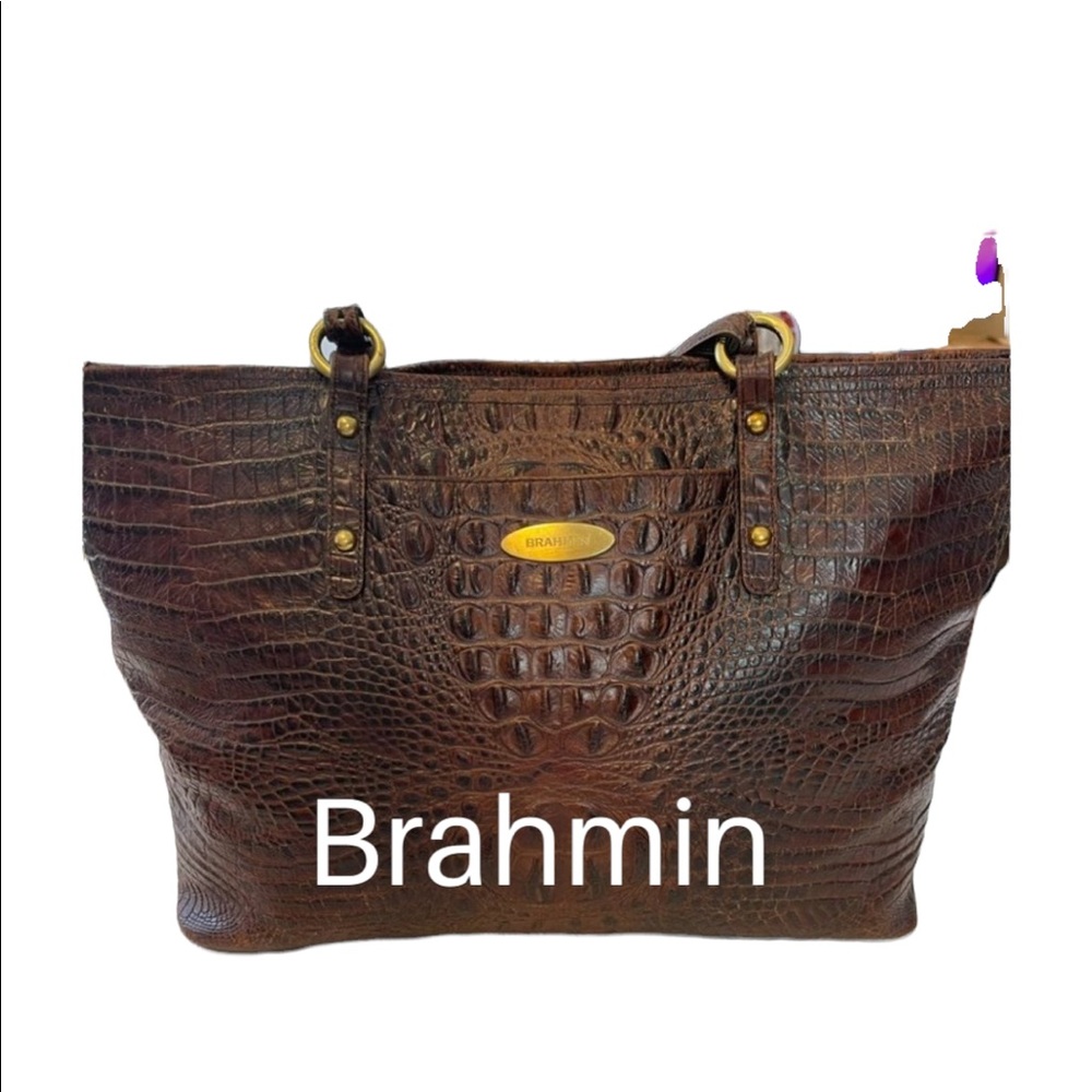 Brahmin Large Croc embossed Leather Tote